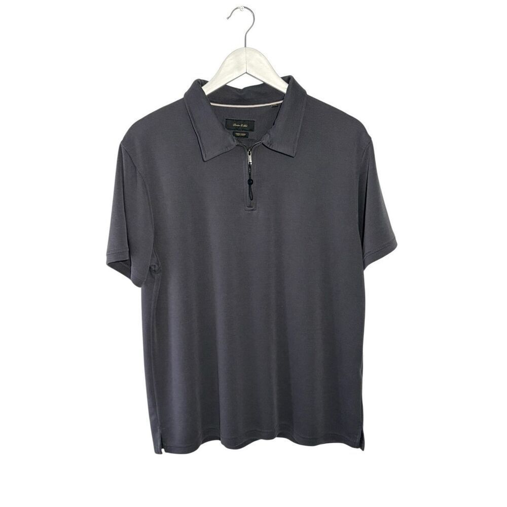 Porter & Ash charcoal grey 1/4 zip polo shirt - XL